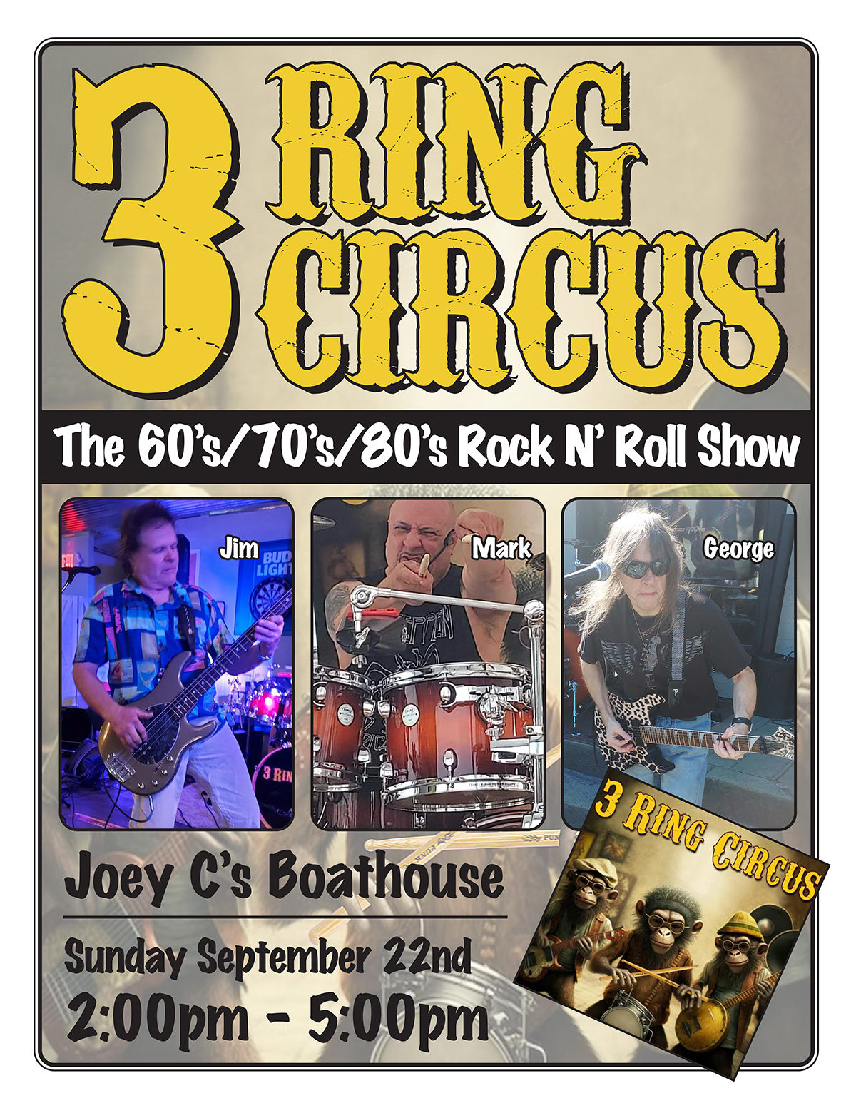 Promotional Flyer For Hard Rock Cover Band 3 Ring Circus